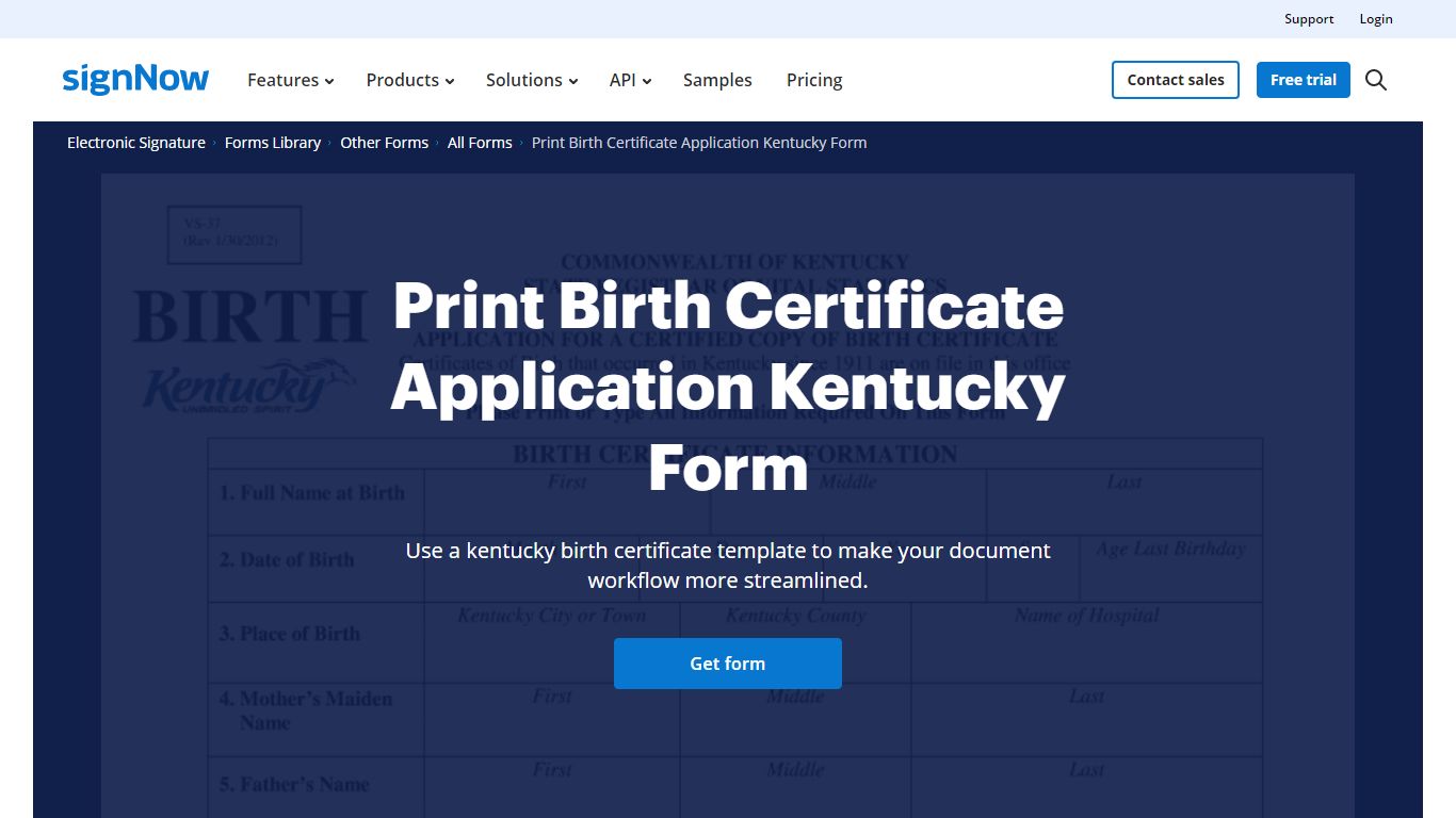 Kentucky Birth Certificate Form - Fill Out and Sign Printable PDF ...
